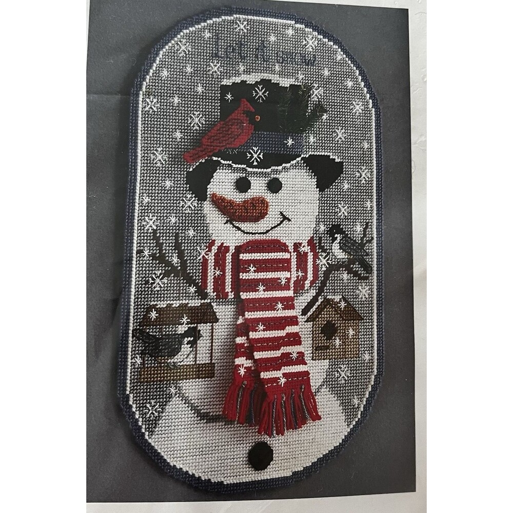 Let It Snow Wall Hanging Plastic Canvas Kit Snowman Christmas Mary Maxim #25611